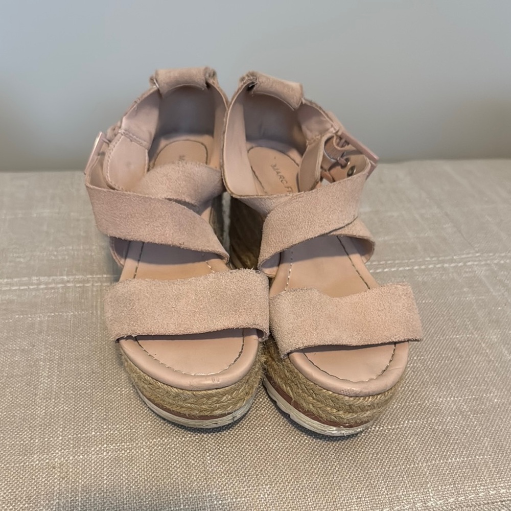 Marc Fisher Blush Pink Espadrille Wedge with Adjustable Straps